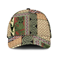 Beige Aotearoa Kowhaiwhai Pattern Classic Cap NZ Maori Quilt Style LT14 Universal Fit Beige - Polynesian Pride