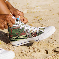 Beige Aotearoa Kowhaiwhai Pattern High Top Shoes NZ Maori Quilt Style - Polynesian Pride