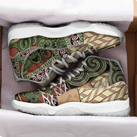 Beige Aotearoa Kowhaiwhai Pattern Sneakers J11 NZ Maori Quilt Style - Polynesian Pride