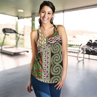 Beige Aotearoa Kowhaiwhai Pattern Women Racerback Tank NZ Maori Quilt Style - Polynesian Pride