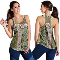 Beige Aotearoa Kowhaiwhai Pattern Women Racerback Tank NZ Maori Quilt Style - Polynesian Pride