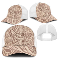 Beige Gradient Polynesia Mesh Trucker Cap Hawaiian Tribal Hammerhead Shark Tattoo - Polynesian Pride