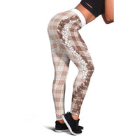 Beige Hawaii Palaka Leggings Hawaiian Honohono Lei LT05 - Polynesian Pride