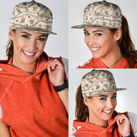 Beige Palaka Hawaii Mele Kalikimaka Snapback Cap Ohia Lehua Shell Leis Funny Gingerbread Santa - Polynesian Pride