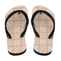 Beige Palaka Quilt Hawaii Flip Flops Traditional Hawaii-plaid Pattern - Polynesian Pride