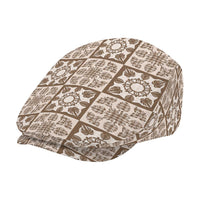 Beige Palaka Quilt Hawaii Jeff Hat Hawaiian Tropical Monstera Sea Turtle LT14 - Polynesian Pride