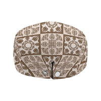 Beige Palaka Quilt Hawaii Jeff Hat Hawaiian Tropical Monstera Sea Turtle LT14 - Polynesian Pride