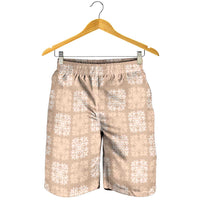 Beige Palaka Quilt Hawaii Shorts for Men Traditional Hawaii-plaid Pattern - Polynesian Pride