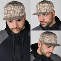 Beige Palaka Quilt Hawaii Snapback Cap Hawaiian Tropical Monstera Sea Turtle