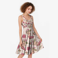 Beige Paniolo Palaka Hawaiian Cowgirl Christmas Midi Dress - Polynesian Pride