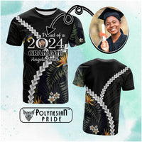 Custom Photo Polynesia Graduation T Shirt Proud Polynesian Tropical Flowers CTM14 Black - Polynesian Pride