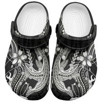 Black Aloha Hawaii Clogs Shoes - Polynesian Shark Tattoo With Plumeria LT14 Black - Polynesian Pride