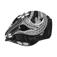 Black Aloha Hawaii Jeff Hat Polynesian Shark Tattoo With Plumeria LT14 - Polynesian Pride