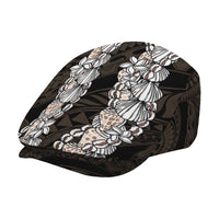 Black and Beige Hawaii Shell Lei Jeff Hat Hawaiian Sunrise Shell Hebrew Cone Plumeria LT14 - Polynesian Pride