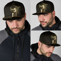 Black and Gold Hawaii Snapback Cap Hammerhead Shark Tattoo Curve Polynesian - Polynesian Pride