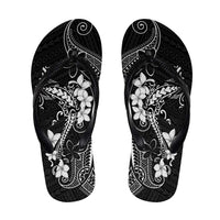 Black Hawaii Flip Flops Hammerhead Shark Tattoo Curve Polynesian - Polynesian Pride
