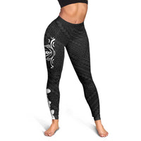 Black Hawaii Leggings Hammerhead Shark Tattoo Curve Polynesian - Polynesian Pride
