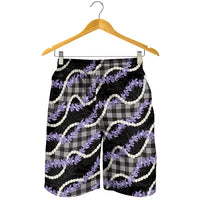 Black Hawaii Palaka Honohono Pikake Shorts for Men Hawaiian Orchid Lei Polynesian Pattern - Polynesian Pride