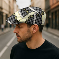 Black Palaka Hawaii Jeff Hat Kukui Nut Pikake Lei Hawaiian Tapa Pattern - Polynesian Pride