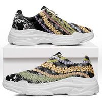 Black Palaka Hawaii Leis Chunky Sneakers Hawaiian-plaid Elegant Tropical Vibes LT14 Black - Polynesian Pride