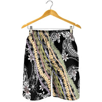 Black Palaka Hawaii Leis Shorts for Men Hawaiian-plaid Elegant Tropical Vibes LT14 - Polynesian Pride