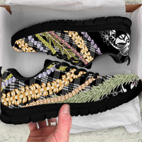 Black Palaka Hawaii Leis Sneakers Hawaiian-plaid Elegant Tropical Vibes LT14 Black - Polynesian Pride
