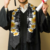 Black Polynesia Graduation Stole Plumeria Tropical Leaves With Galaxy Polynesian Art