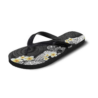 Black Samoa Tattoo Flip Flops Plumeria Samoan Ocean Tatau Pattern - Polynesian Pride