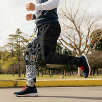 Black Samoa Tattoo Jogger Pants Plumeria Samoan Ocean Tatau Pattern - Polynesian Pride