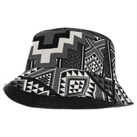 Black Taniko Aotearoa Bucket Hat Niho Taniwha Mix Poutama LT14 One Size Black - Polynesian Pride