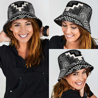 Black Taniko Aotearoa Bucket Hat Niho Taniwha Mix Poutama LT14 - Polynesian Pride