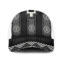 Black Taniko Aotearoa Mesh Trucker Cap Niho Taniwha Mix Poutama - Polynesian Pride