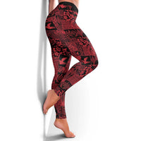 Black Tonga Kilisimasi Fiefia Leggings Pacific Patchwork Xmas Vibes - Polynesian Pride