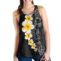 Black Tropical Plumeria With Galaxy Polynesian Art Women Racerback Tank - Polynesian Pride