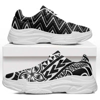 Black White New Zealand Taniko Motifs Chunky Sneakers Aotearoa Maori Plumeria Curve Style