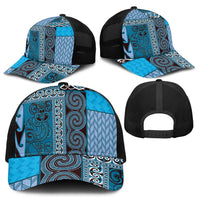 Blue Aotearoa Kowhaiwhai Pattern Mesh Trucker Cap NZ Maori Quilt Style - Polynesian Pride