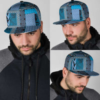 Blue Aotearoa Kowhaiwhai Pattern Snapback Cap NZ Maori Quilt Style - Polynesian Pride