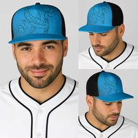 Blue Gradient Polynesia Baseball Net Cap Hawaiian Tribal Hammerhead Shark Tattoo - Polynesian Pride