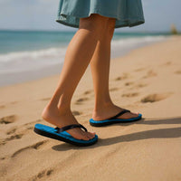 Blue Gradient Polynesia Flip Flops Hawaiian Tribal Hammerhead Shark Tattoo - Polynesian Pride