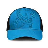 Blue Gradient Polynesia Mesh Trucker Cap Hawaiian Tribal Hammerhead Shark Tattoo - Polynesian Pride