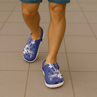 Blue Hawaii Clogs Shoes Hammerhead Shark Tattoo Curve Polynesian - Polynesian Pride