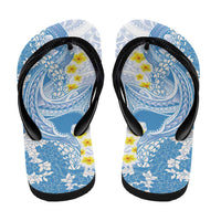 Blue Hawaii Shark Tattoo Flip Flops Puakenikeni Lei Plumeria Polynesian Pattern