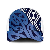 Blue New Zealand Baseball Net Cap Aotearoa Kowhaiwhai Mix Taniko Art - Polynesian Pride