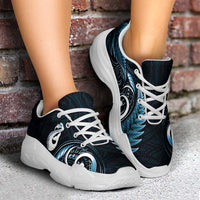 Blue New Zealand Chunky Sneakers Aotearoa Silver Fern With Manaia Maori Unique LT14 - Polynesian Pride