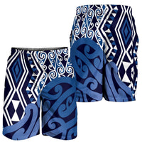 Blue New Zealand Shorts for Men Aotearoa Kowhaiwhai Mix Taniko Art LT14