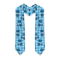 Blue Palaka Hawaii Graduation Stole Hawaiian Lehua Blossoms