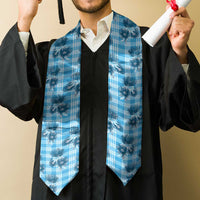 Blue Palaka Hawaii Graduation Stole Hawaiian Lehua Blossoms LT05