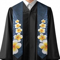 Blue Polynesia Graduation Stole Plumeria Tropical Leaves With Galaxy Polynesian Art