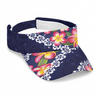 Blue Polynesia Sun Visor Cap Plumeria With Hibiscus Pattern Tropical Vibes LT14 Universal Fit Blue - Polynesian Pride