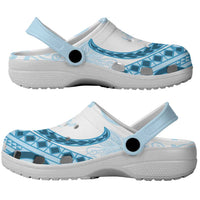 Blue Polynesian Tribal Turtle Floral Pattern Clogs Shoes - Polynesian Pride
